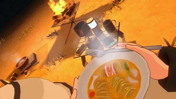 Пример визуального стиля и графики игры Laid-Back Camp - Virtual - Fumoto Campsite