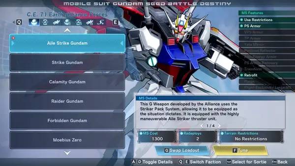 Пример визуального стиля и графики игры MOBILE SUIT GUNDAM SEED BATTLE DESTINY REMASTERED