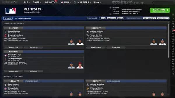 Пример визуального стиля и графики игры Out of the Park Baseball 25