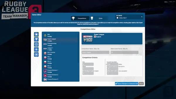 Пример визуального стиля и графики игры Rugby League Team Manager 3
