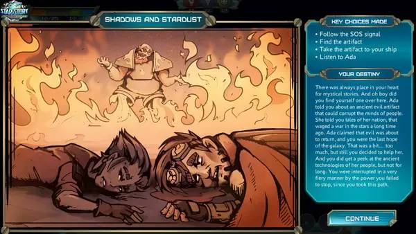 Пример визуального стиля и графики игры Star Story The Horizon Escape