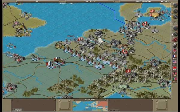 Пример визуального стиля и графики игры Strategic Command Неизвестная война