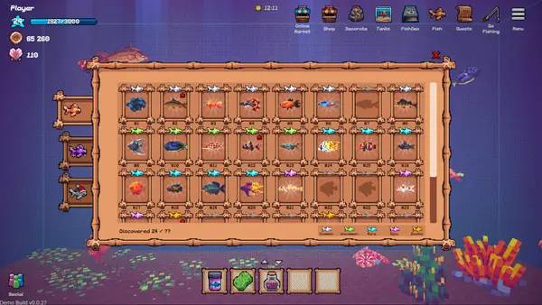 Пример визуального стиля и графики игры Tiny Aquarium Social Fishkeeping