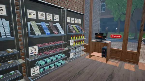Пример визуального стиля и графики игры Tobacco Shop Simulator
