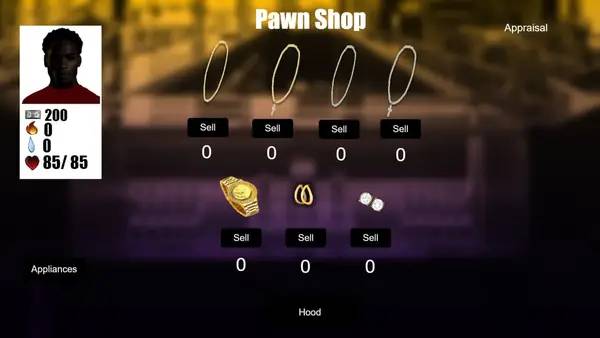 Пример визуального стиля и графики игры Trapper Drug Dealing RPG