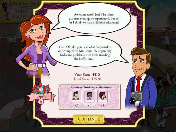 Пример визуального стиля и графики игры Wedding Dash 2  Rings Around the World