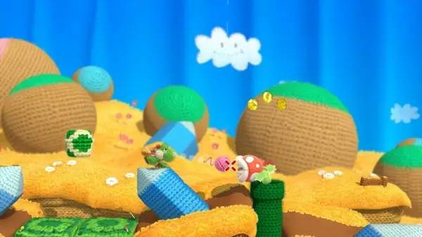 Пример визуального стиля и графики игры Yoshi's Woolly World