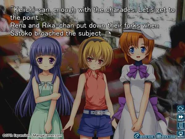Процесс взаимодействия с другими участниками Higurashi When They Cry Hou - Ch.2 Watanagashi