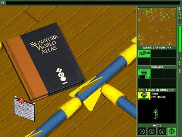 Сцена из внутреннего меню Army Men Toys in Space