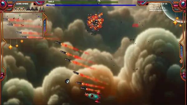 Сцена из внутреннего меню Asteroids and Aliens