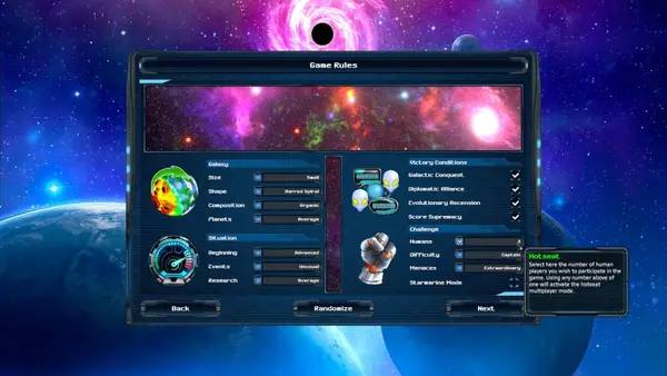 Сцена из внутреннего меню Astra Exodus