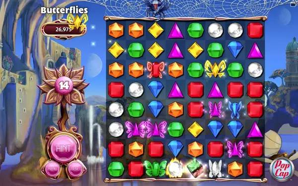 Сцена из внутреннего меню Bejeweled 3
