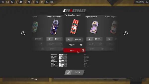 Сцена из внутреннего меню Bloody Rally Show