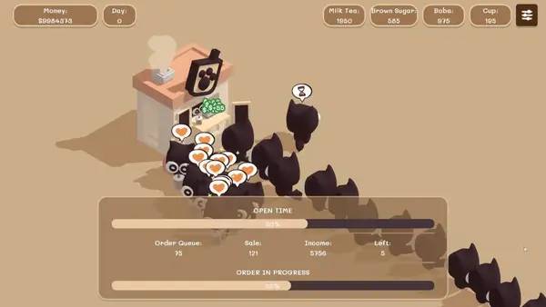 Сцена из внутреннего меню Boba Simulator Idle Shop Management