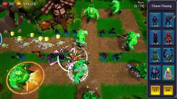 Сцена из внутреннего меню Champs TD