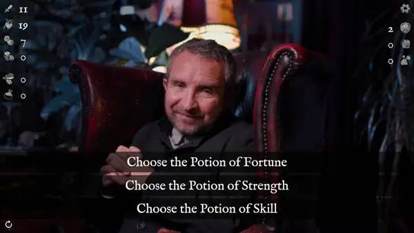 Сцена из внутреннего меню Deathtrap Dungeon The Interactive Video Adventure