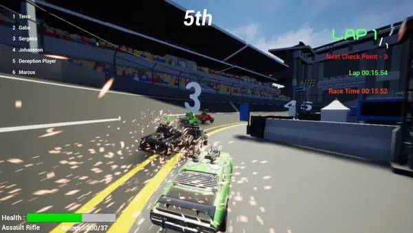 Сцена из внутреннего меню Deep Race Battle