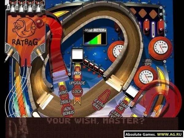 Сцена из внутреннего меню Dirt Track Racing Pinball