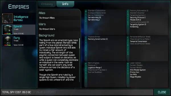 Сцена из внутреннего меню Dominus Galaxia KS Edition