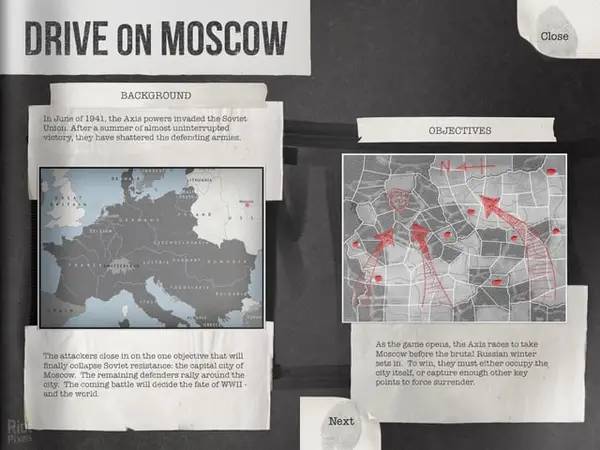 Сцена из внутреннего меню Drive on Moscow War in the Snow