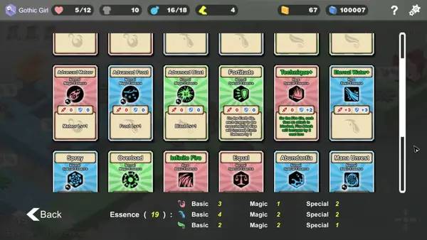 Сцена из внутреннего меню Elemental Abyss