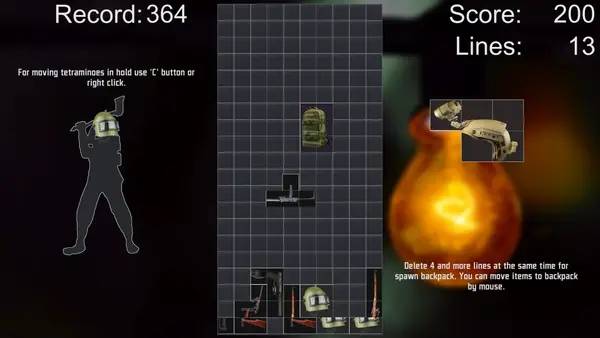 Сцена из внутреннего меню Escape from Tatris