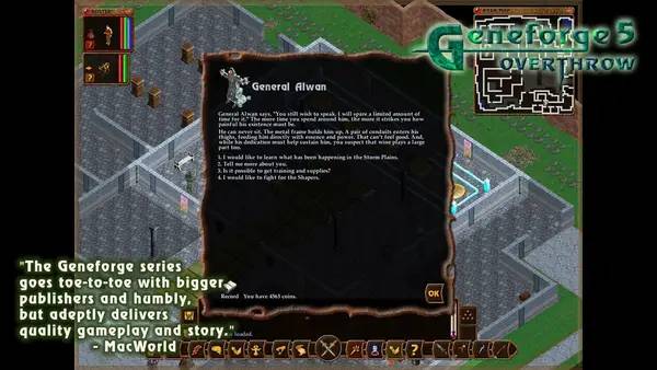 Сцена из внутреннего меню Geneforge 5 Overthrow