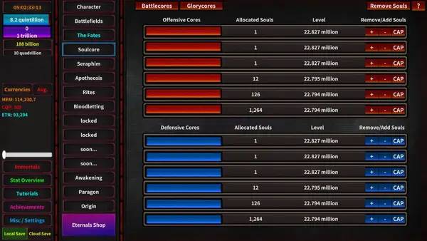 Сцена из внутреннего меню Godsbane Idle
