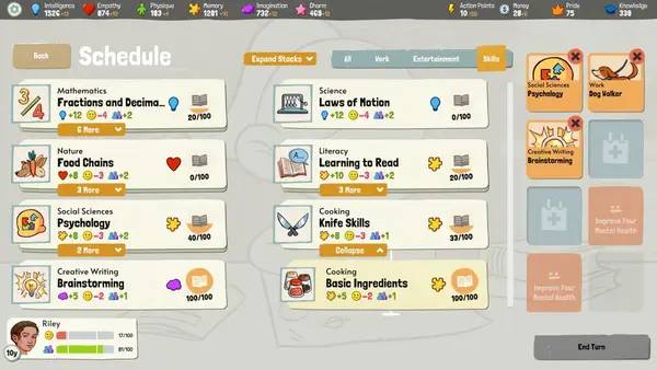 Сцена из внутреннего меню Growing Up