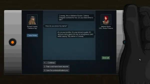 Сцена из внутреннего меню Gunpoint