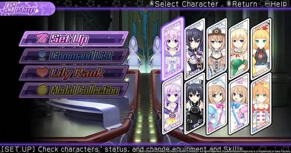 Сцена из внутреннего меню Hyperdimension Neptunia U Action Unleashed