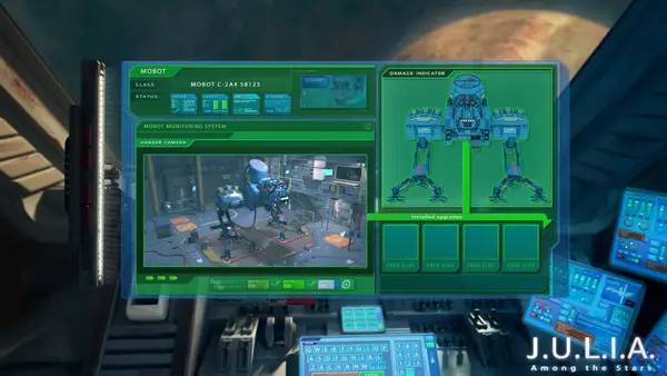 Сцена из внутреннего меню J.U.L.I.A. Among the Stars