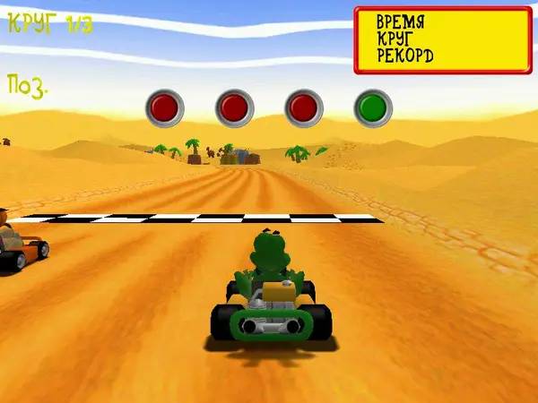 Сцена из внутреннего меню Moorhuhn Kart XXL