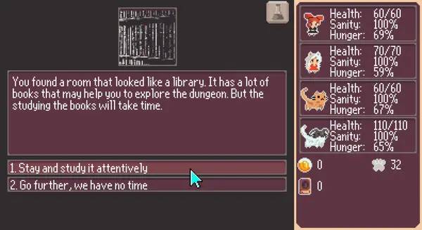 Сцена из внутреннего меню Nexoria Dungeon Rogue Heroes