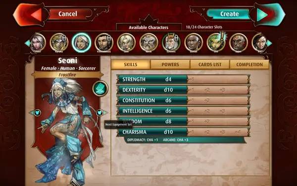 Сцена из внутреннего меню Pathfinder Adventures