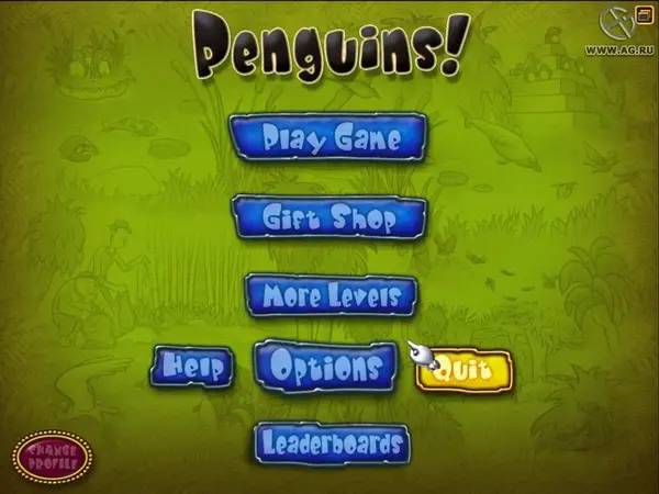 Сцена из внутреннего меню Penguins!