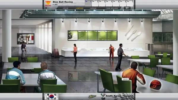 Сцена из внутреннего меню Racing Manager 2014