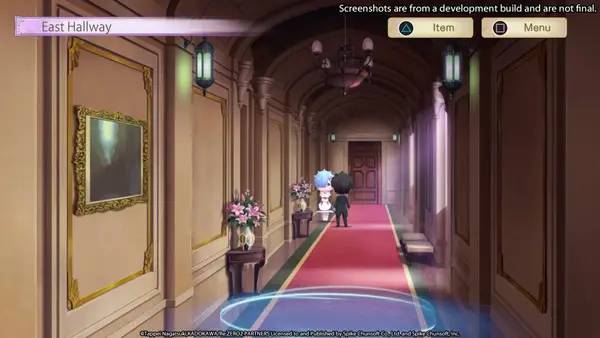 Сцена из внутреннего меню Re ZERO -Starting Life in Another World- The Prophecy of the Throne