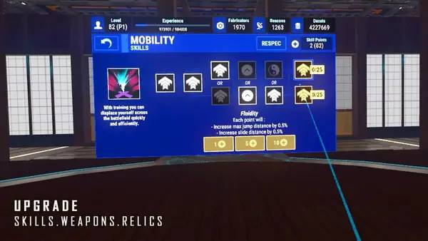 Сцена из внутреннего меню Sairento VR