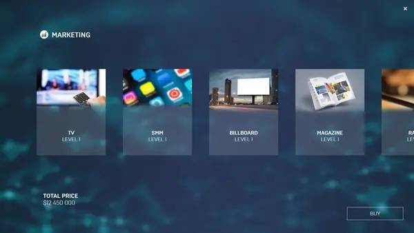 Сцена из внутреннего меню Smartphone Tycoon