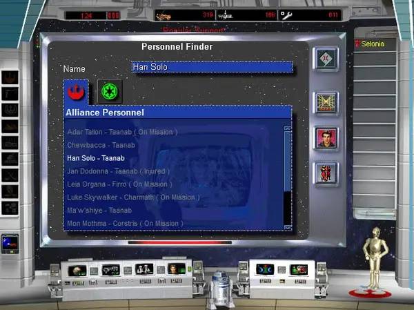 Сцена из внутреннего меню STAR WARS Rebellion