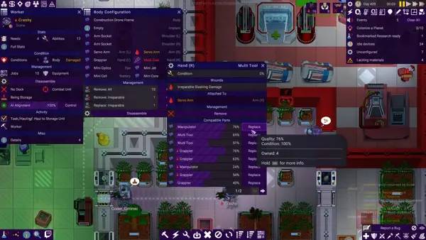 Сцена из внутреннего меню Stardeus