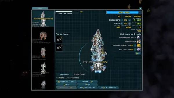 Сцена из внутреннего меню Starsector