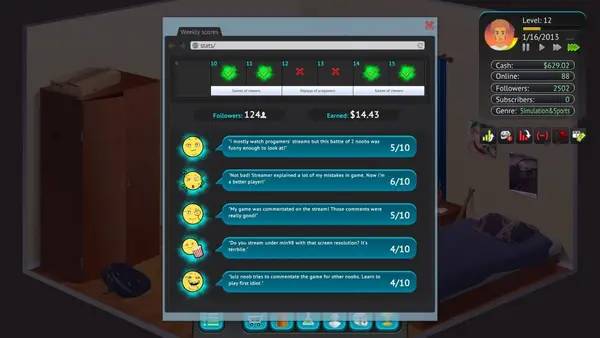 Сцена из внутреннего меню Streamer's Life