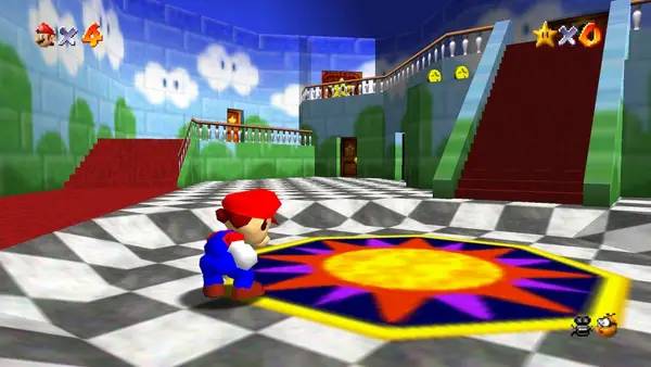 Сцена из внутреннего меню Super Mario 64 NX