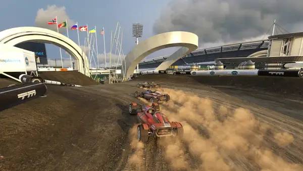 Сцена из внутреннего меню TrackMania 2 Stadium
