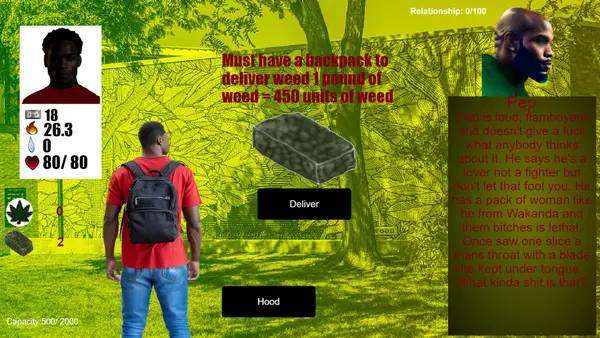 Сцена из внутреннего меню Trapper Drug Dealing RPG