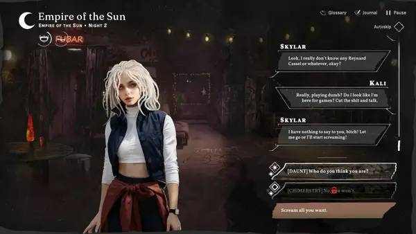 Сцена из внутреннего меню Vampire  The Masquerade - Reckoning of New York