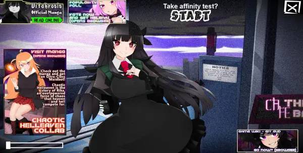 Сцена из внутреннего меню Vindictive Drive 2 Maidbot Archive