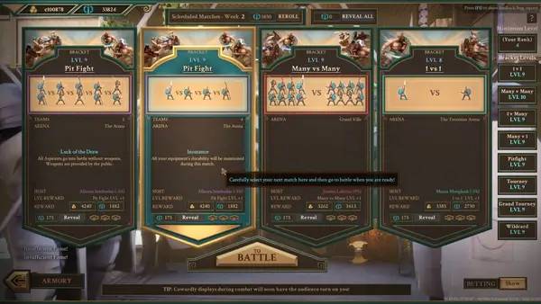 Сцена из внутреннего меню We Who Are About To Die